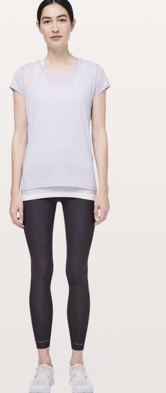 Lululemon Women’s Another Mile SS Tee In Heathered Sheer Lilac Size 4